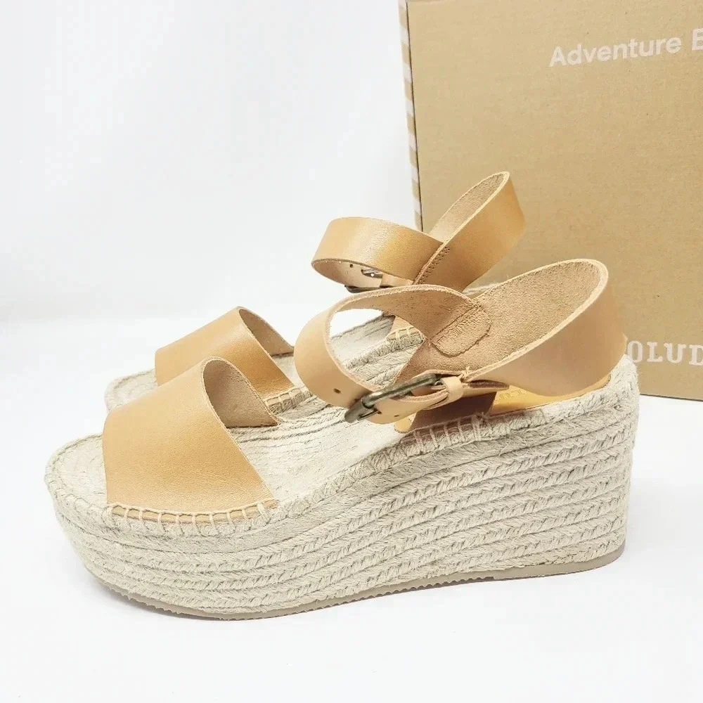 New Soludos Minorca Nude Leather Platforms